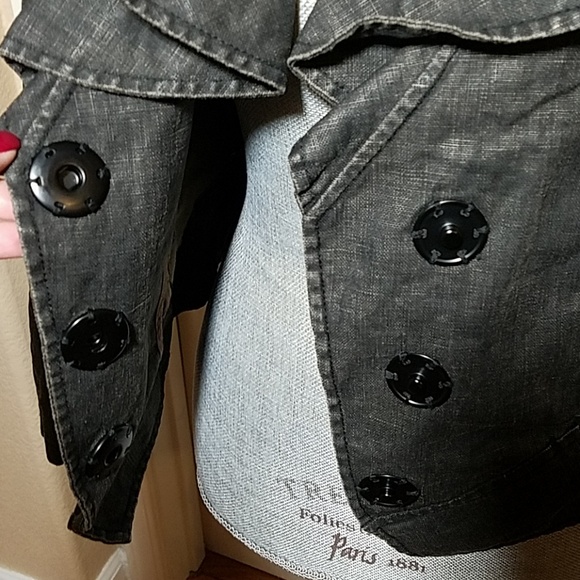 CAbi Waxed Linen Ruffle Moto Jacket - Picture 2 of 8